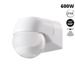 Sensor de movimiento PIR de pared - 180°/360° - 600W - IP44