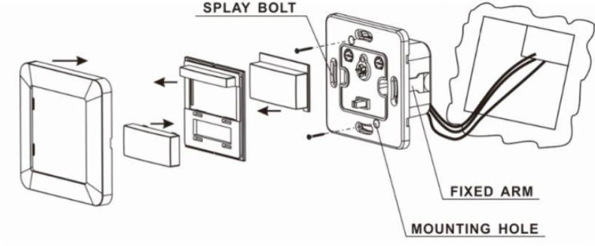 Sensor de movimiento PIR de pared cuadrado 160º