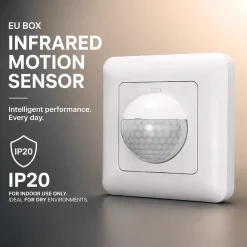 Sensor de movimiento PIR - Empotrable - 190º - 200W - IP20