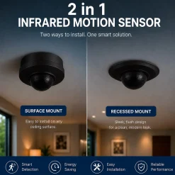 Sensor de movimiento PIR - 2 en 1 - 360º - 1000W - IP44