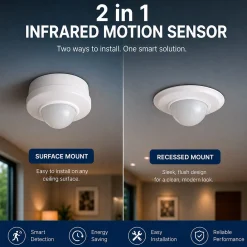Sensor de movimiento PIR - 2 en 1 - 360º - 1000W - IP44