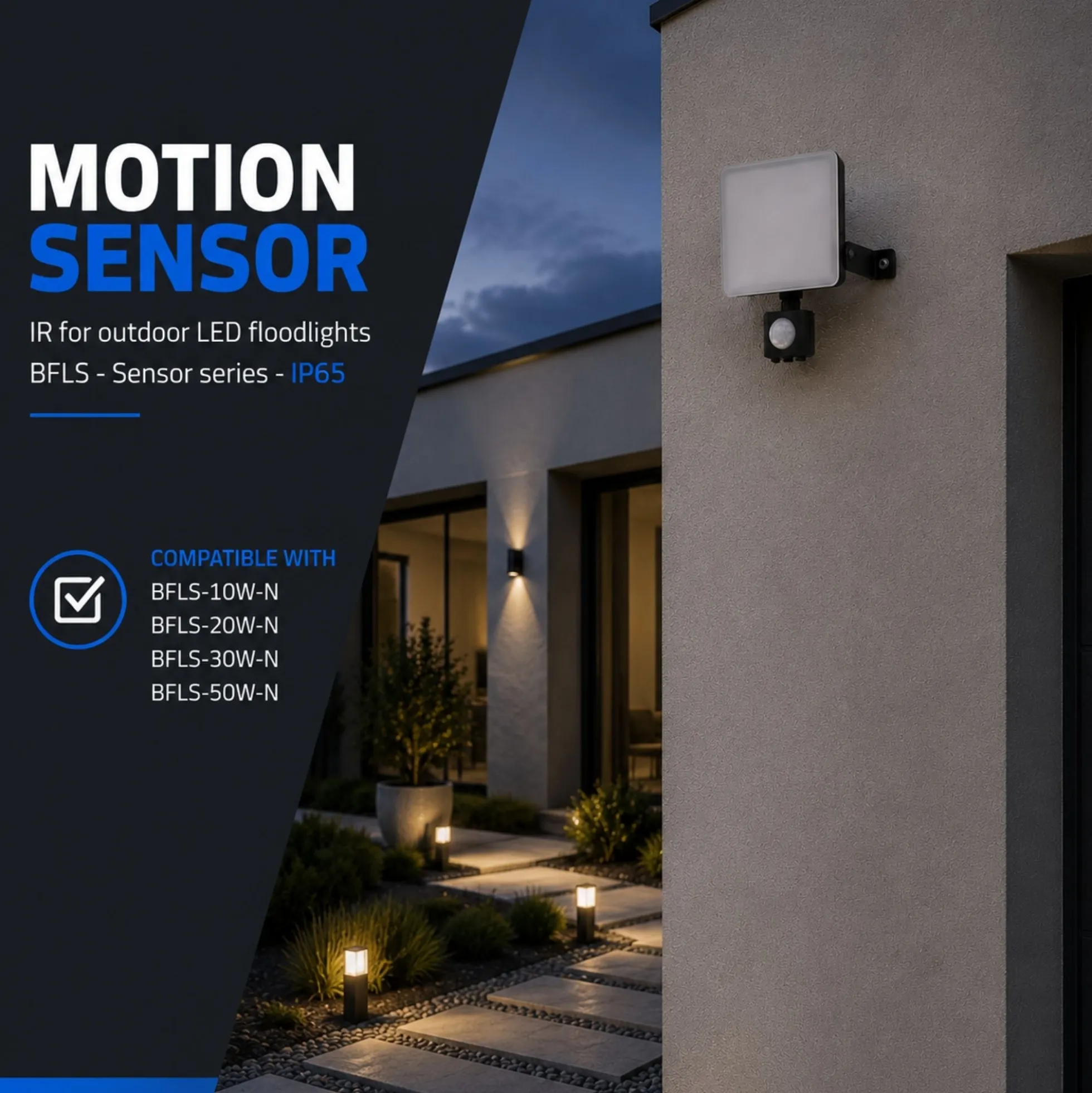 Sensor de movimiento PIR para proyectores LED de exterior BFLS - Sensor series - IP65