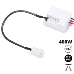 Sensor de movimiento PIR - Superficie - 120°/ 360° - 400W - IP65