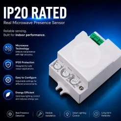 Sensor de movimiento por microondas - Superficie - 180°/ 360° - 300W - IP20