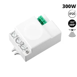 Sensor de movimiento por microondas - Superficie - 180°/ 360° - 300W - IP20
