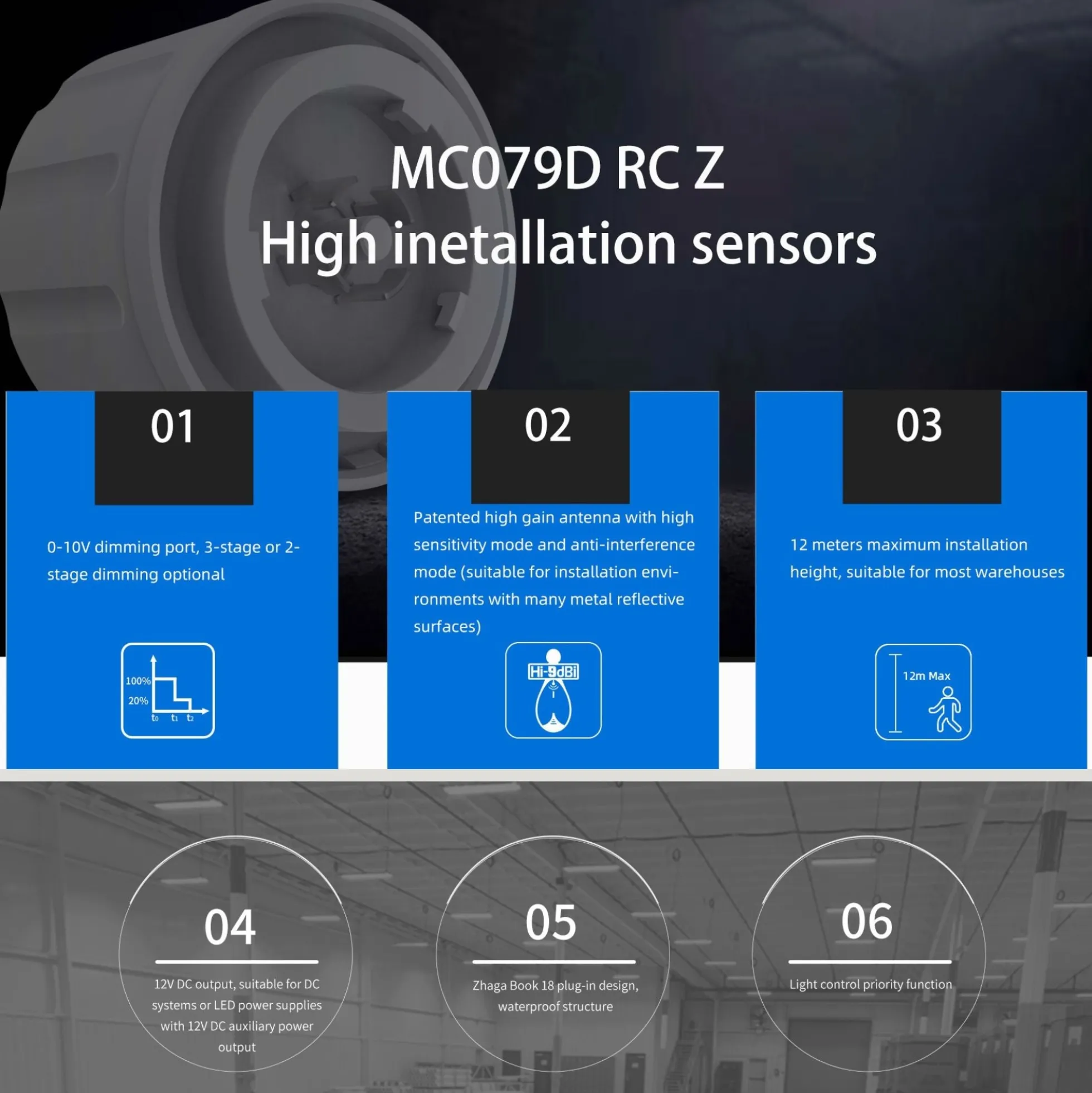 Sensor de movimiento por microondas para campanas LED industriales B8155