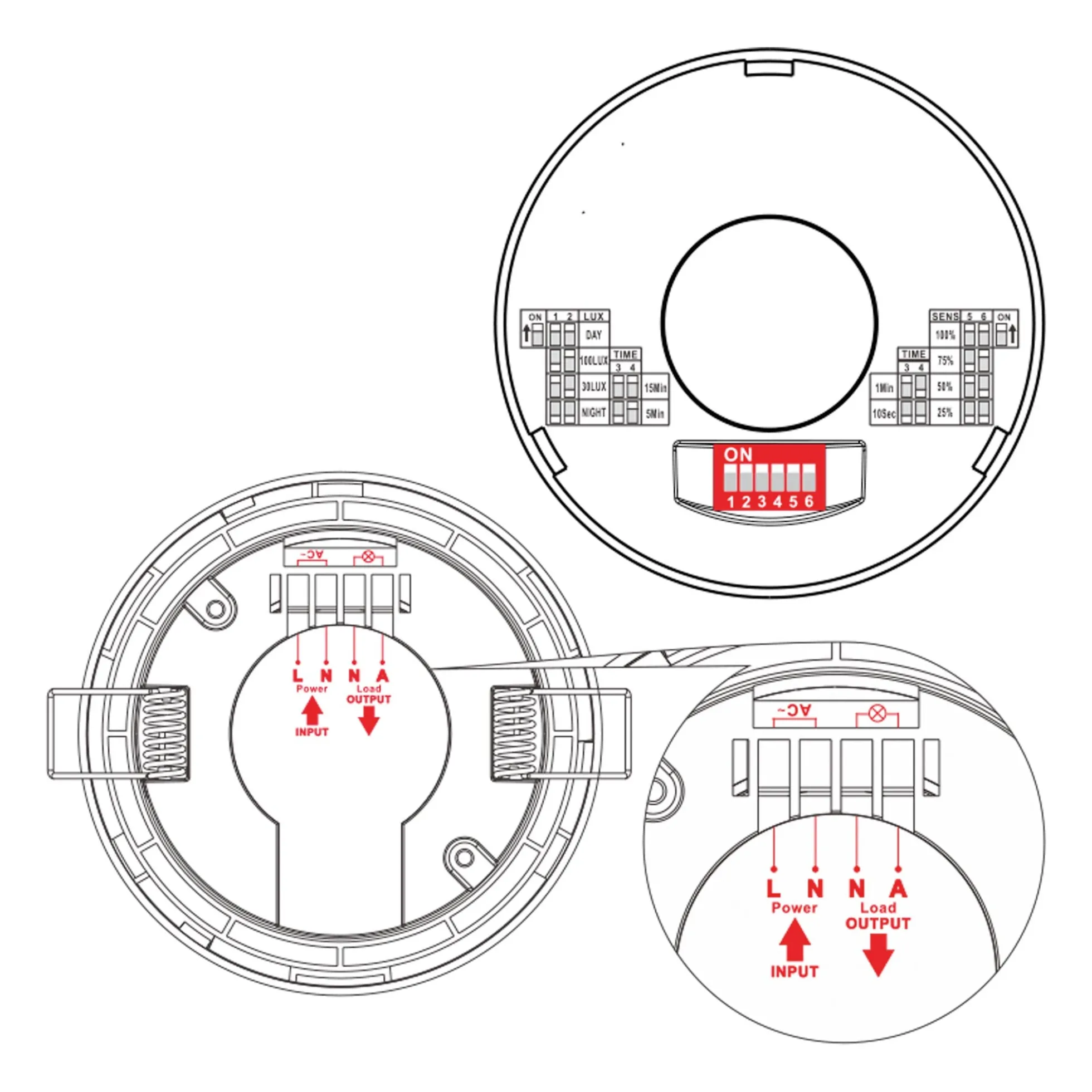 Sensor de movimiento por microondas 2 en 1 - Superficie/ empotrable - DIP Switch