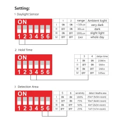 Sensor de movimiento por microondas 2 en 1 - Superficie/ empotrable - DIP Switch