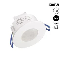 Sensor PIR de movimiento - Empotrable - 600W - 360° - IP65