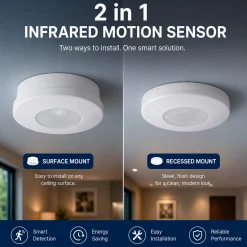 Sensor PIR de movimiento - Superficie/Empotrable - 600W - 360° - IP20