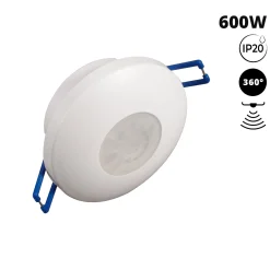 Sensor PIR de movimiento - Superficie/Empotrable - 600W - 360° - IP20