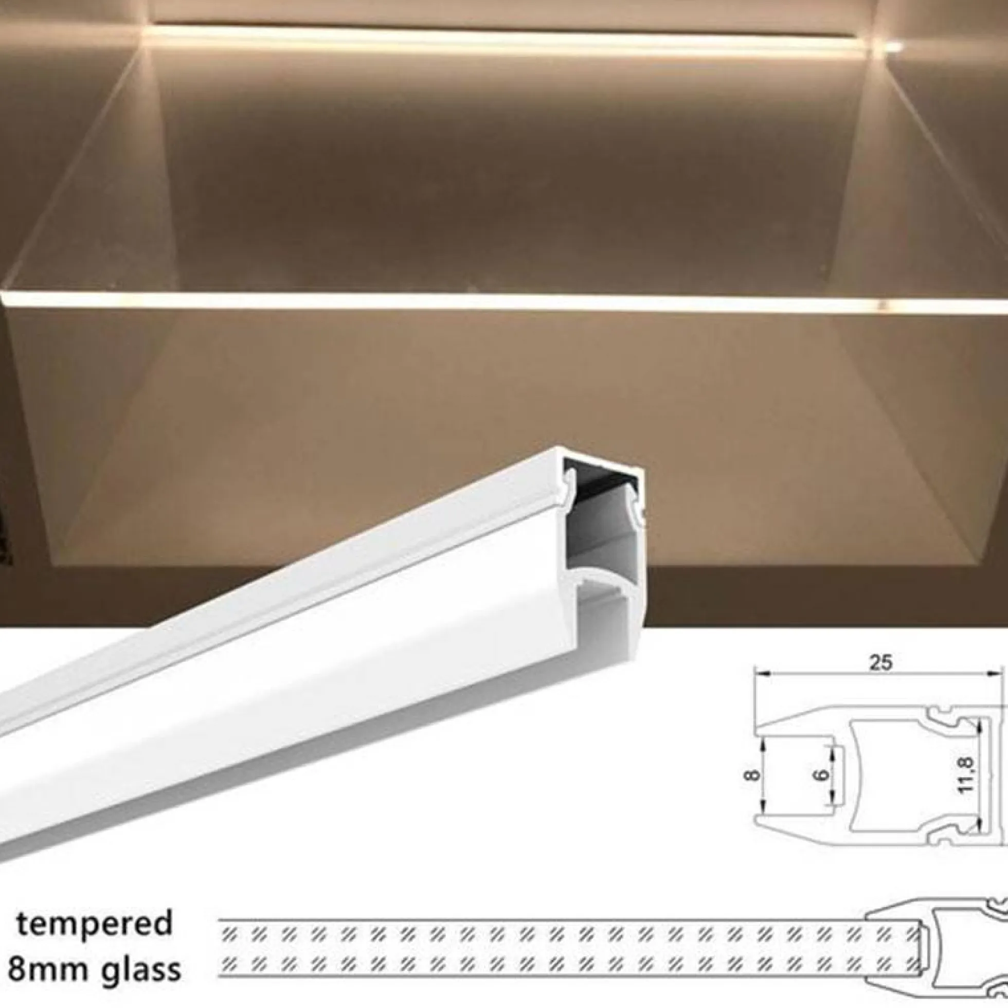 Tapa para perfil de Aluminio 25X14mm para tiras LED