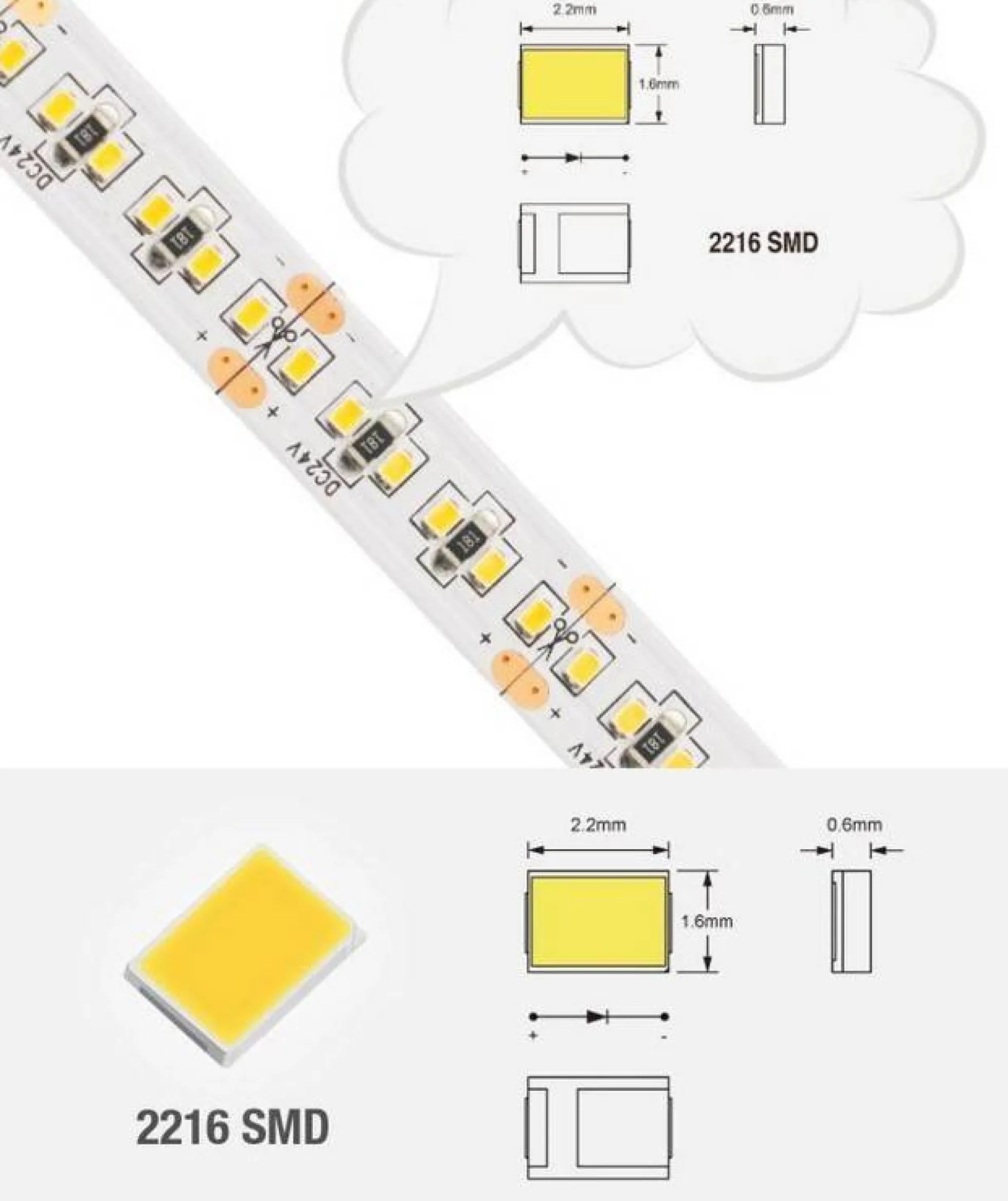 Tira de LED 24V-DC 26W/m CRI90 monocolor IP20 Rollo 5 metros