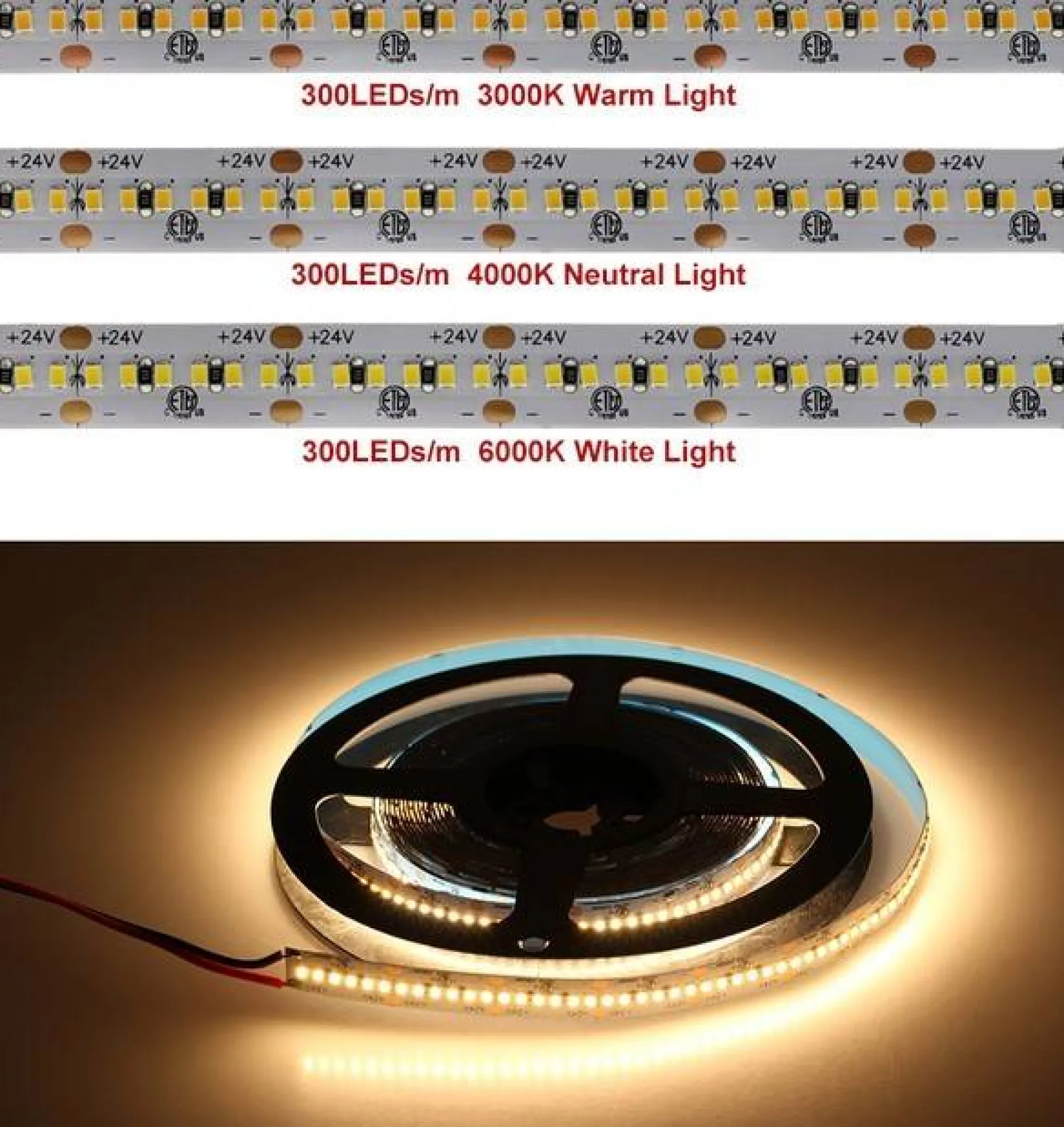 Tira de LED 24V-DC 26W/m CRI90 monocolor IP20 Rollo 5 metros
