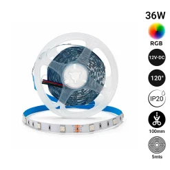 Tira de LED 12V-DC 36W 10mm multicolor RGB IP20 (SMD5050 30ch/m) Rollo 5 metros
