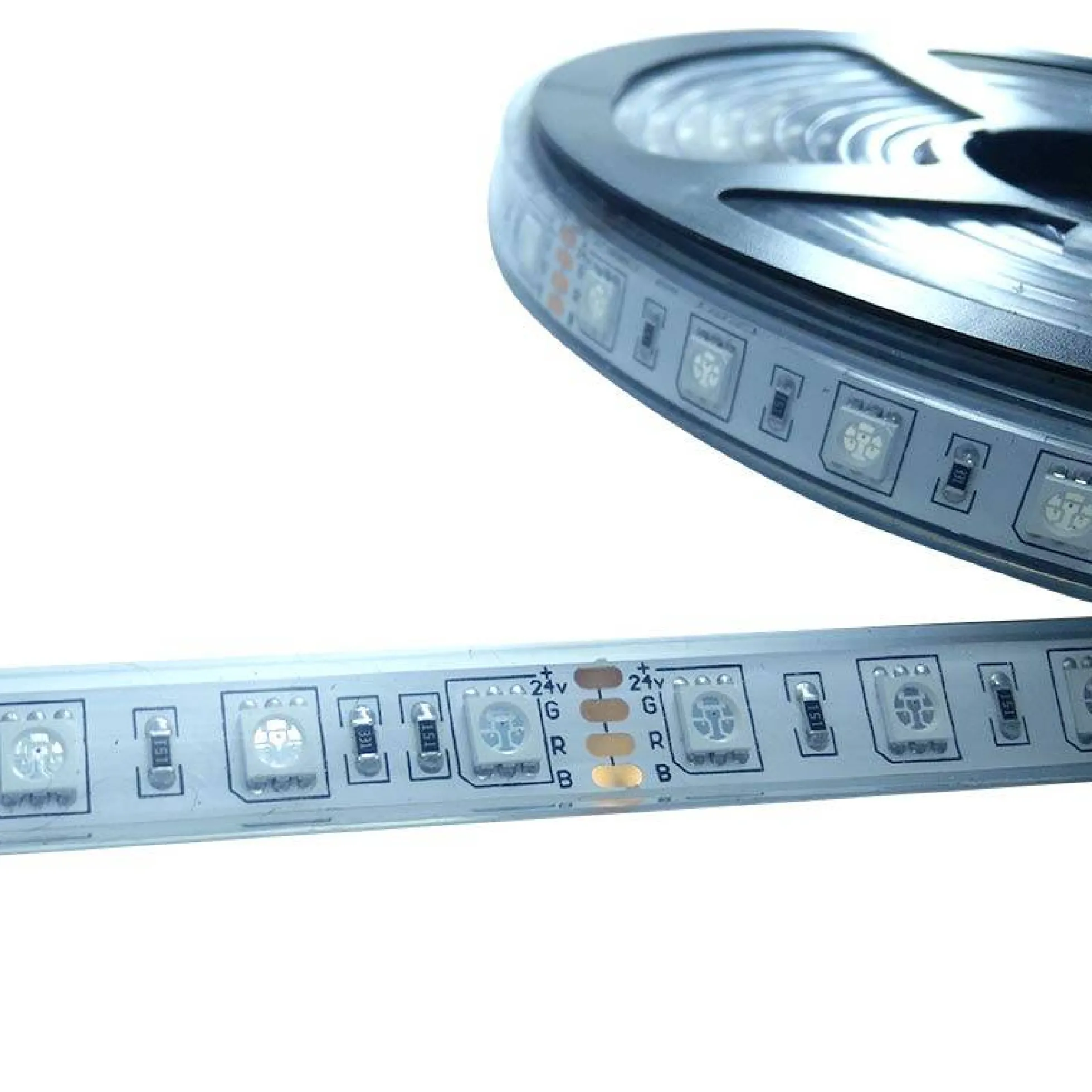 Tira de LED 24V-DC 72W multicolor RGB IP67 Rollo 5 metros