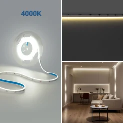 Tira LED COB 24V DC monocolor - Emisión lateral - 9W/m - 8mm - IP20 - Corte c/ 3cm - Rollo de 5 metros