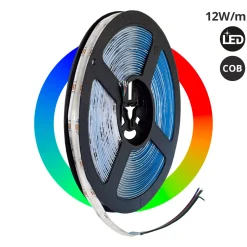 Tira LED COB 24V DC - RGB - 12W/m - 10mm - IP20 - Rollo de 10 metros