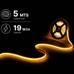 Tira LED COB 24V DC - RGBWW - 19W/m - 12mm - IP20 - Rollo de 5 metros - Corte 33mm