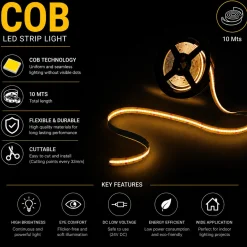 Tira LED COB 24V DC - RGBWW - 19W/m - 12mm - IP20 - Rollo de10metros - Corte 33mm