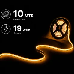 Tira LED COB 24V DC - RGBWW - 19W/m - 12mm - IP20 - Rollo de10metros - Corte 33mm