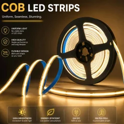 Tira LED COB 24V DC - 12W/m - 8mm - IP20 - Rollo de 5 metros - Corte cada 4,5 cm