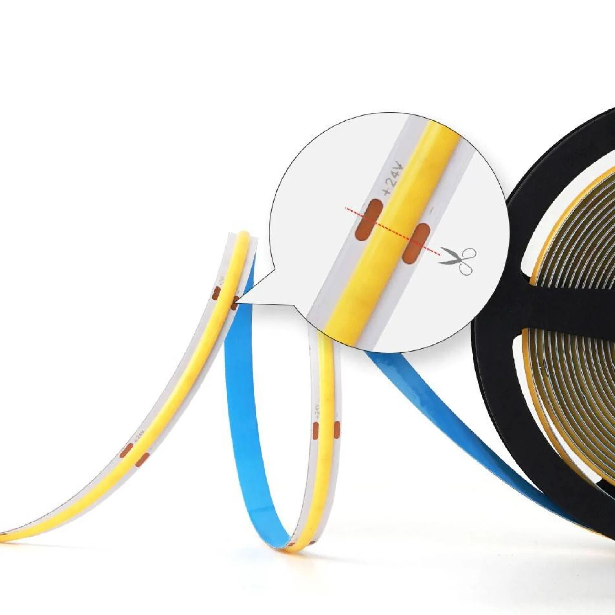 Tira LED COB 24V DC - 12W/m - 10mm - IP20 - Rollo de 10 metros - Corte cada 5cm