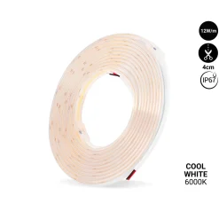 Tira LED COB 24V DC - 12W/m - 10mm - IP67 - Rollo de 5 metros - Corte cada 4cm