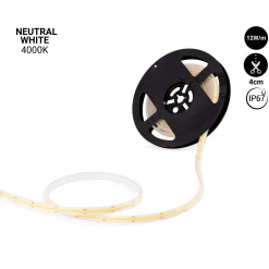 Tira LED COB 24V DC - 12W/m - 10mm - IP67 - Rollo de 5 metros - Corte cada 4cm