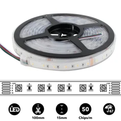 Tira LED estanca RGBWW - 19W/m - 24V - 60 LED/M - IP67 - 5m