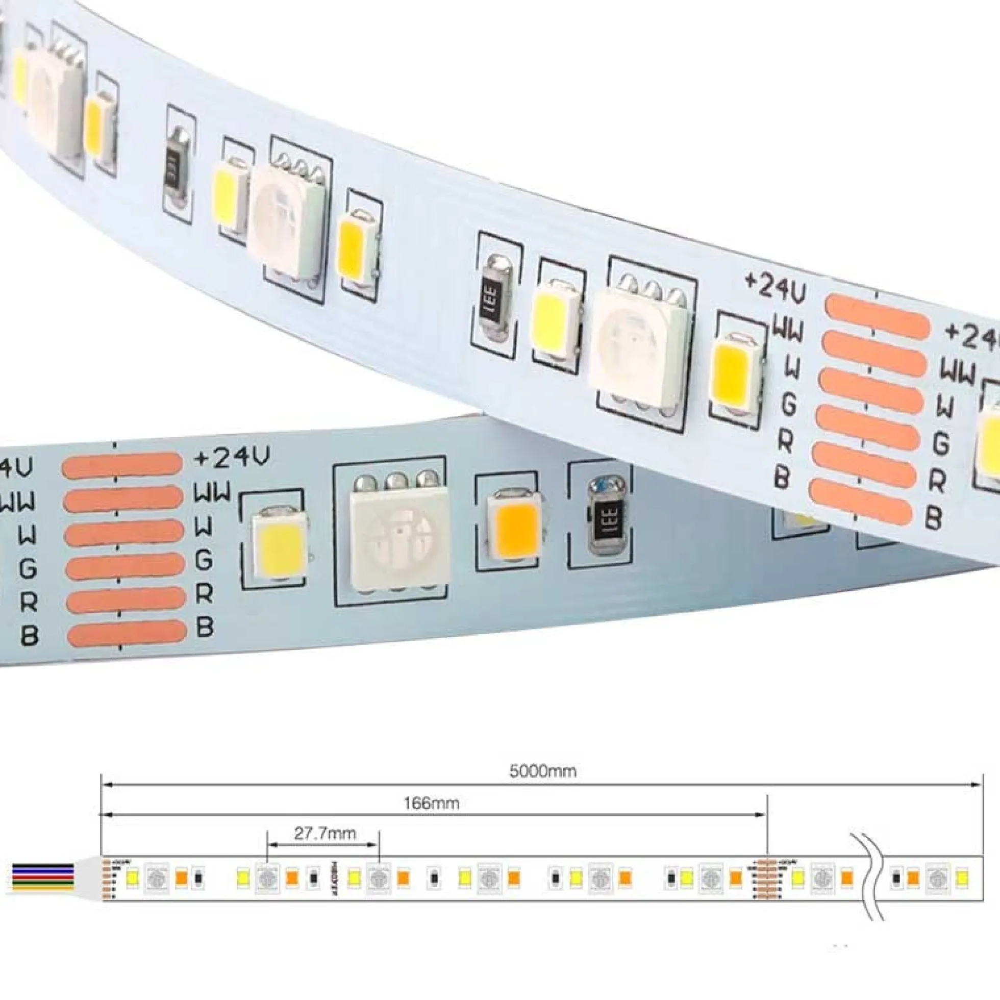 Tira LED RGB+CCT - 70W - 24V - IP20 - 5metros