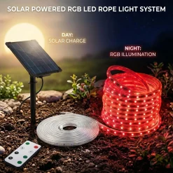 Tira LED solar exterior con mando a distancia - 40W - 10 metros - IP65 - RGB