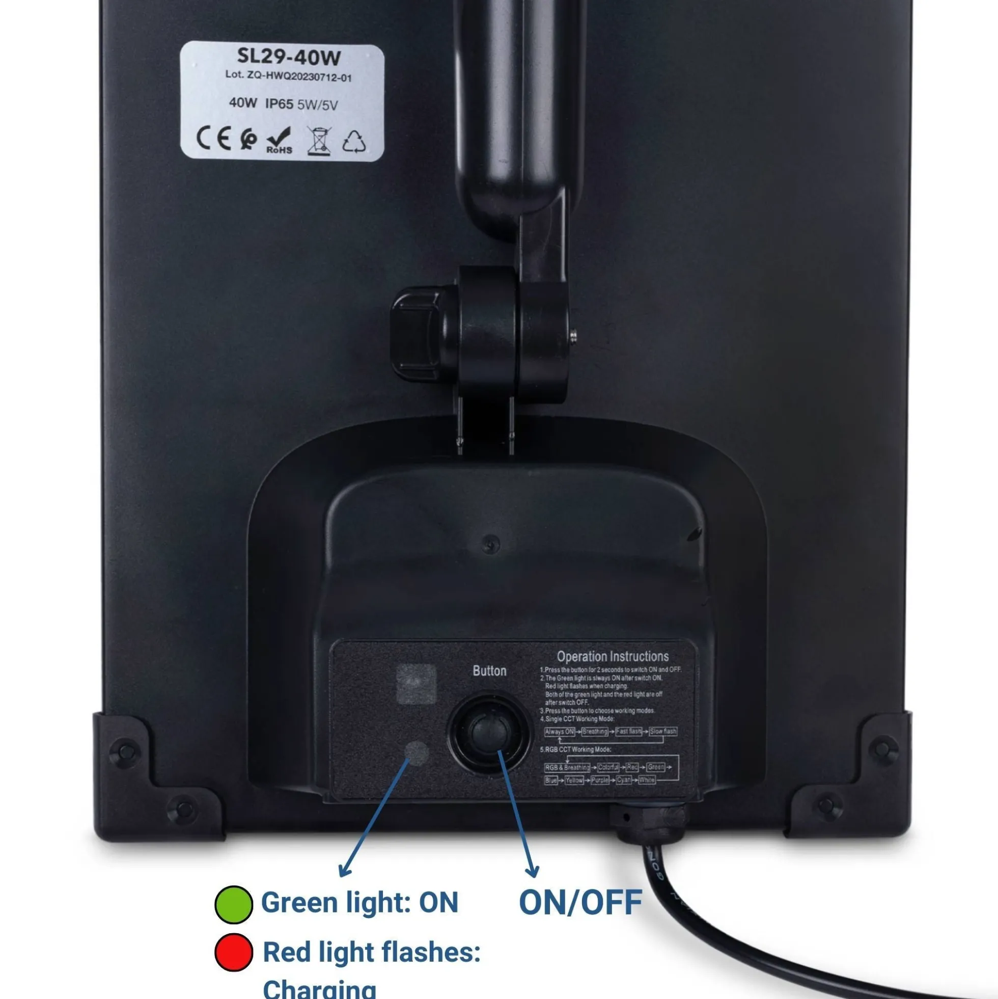 Tira LED solar exterior con mando a distancia - 40W - 10 metros - IP65 - RGB