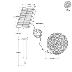 Tira LED solar exterior con mando a distancia - 40W - 10 metros - IP65 - RGB