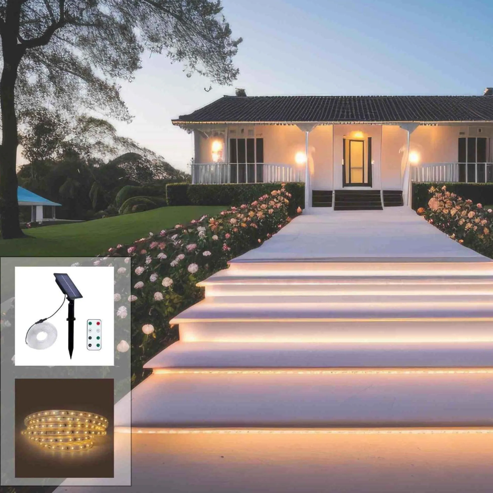 Tira LED solar exterior 18W - 12mm - 5 metros - 2700K - IP65