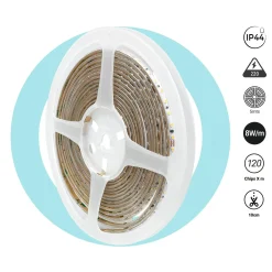 Tira LED 220V AC - Monocolor - 8W/m - 6.5mm - IP44 - 5 metros - 120ch/m