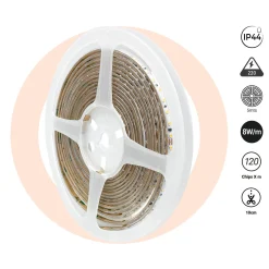 Tira LED 220V AC - Monocolor - 8W/m - 6.5mm - IP44 - 5 metros - 120ch/m