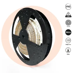 Tira LED 220V AC - Monocolor - 8W/m - 10mm - IP65 - 10 metros - 120ch/m