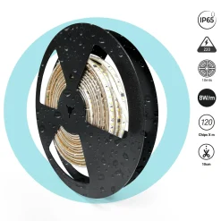 Tira LED 220V AC - Monocolor - 8W/m - 10mm - IP65 - 10 metros - 120ch/m