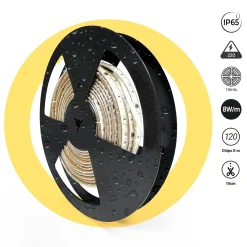 Tira LED 220V AC - Monocolor - 8W/m - 10mm - IP65 - 10 metros - 120ch/m