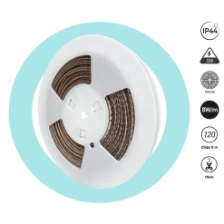 Tira LED 220V AC - Monocolor - 8W/m - 6.5mm - IP44 - 20 metros - 120ch/m