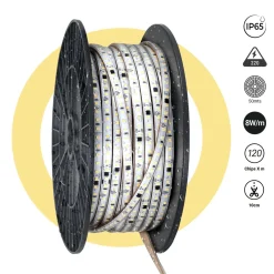 Tira LED 220V AC - Monocolor - 8W/m - 10mm - IP65 - 50 metros - 120ch/m
