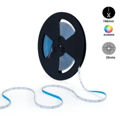 Tira LED 48V DC - RGBWW - 12W/m - 10mm - IP20 - 20 metros - 90ch/m