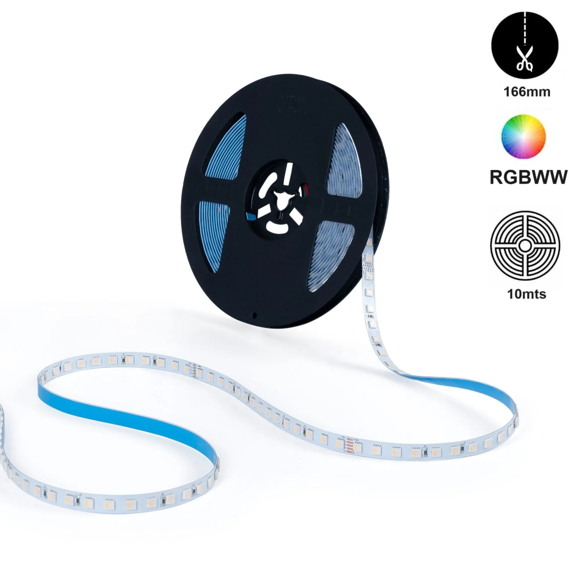 Tira LED 48V DC - RGBWW - 12W/m - 10mm - IP20 - 10 metros - 90ch/m