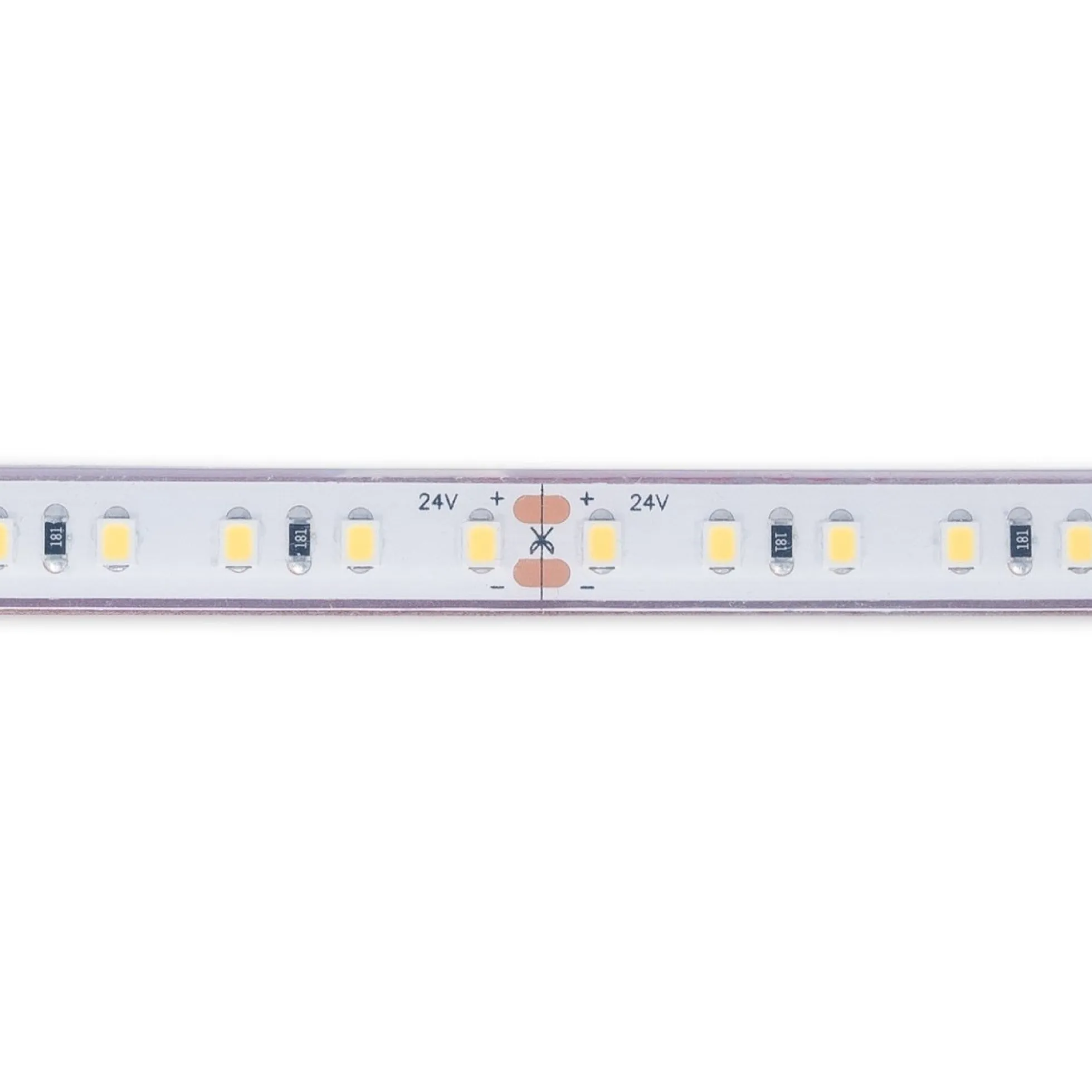 Tira LED 24V DC sumergible - Monocolor - 9.6W/m - 10mm - IP68 - 5 metros - 120ch/m