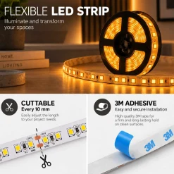 Tira LED 24V DC - 18W/m - Monocolor - 10mm - IP20 - Rollo 5 metros - 120ch/m