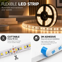 Tira LED 24V DC - 18W/m - Monocolor - 10mm - IP20 - Rollo 5 metros - 120ch/m