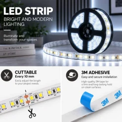 Tira LED 24V DC - 18W/m - Monocolor - 10mm - IP20 - Rollo 5 metros - 120ch/m