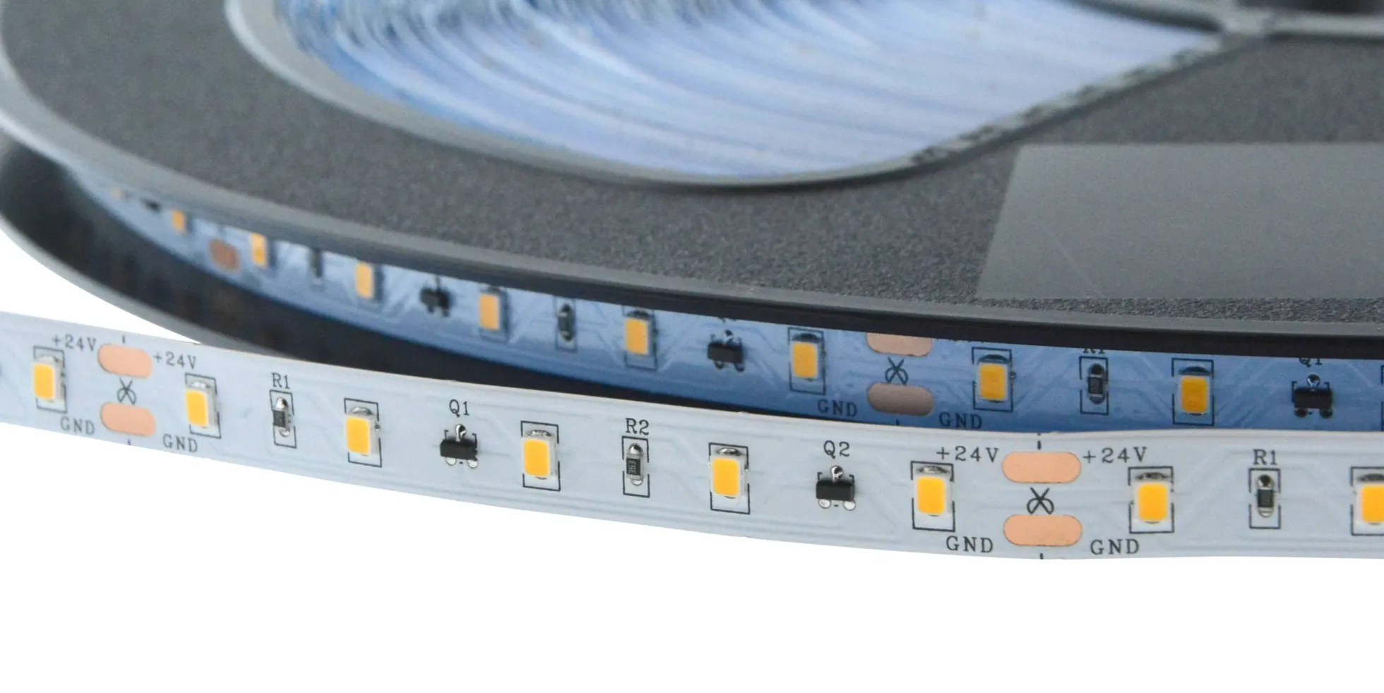 Tira LED 24V-DC - 9W/m - monocolor - 10mm - IP20 - Rollo 50 metros - 60 chips/m - Corte c/10 cm