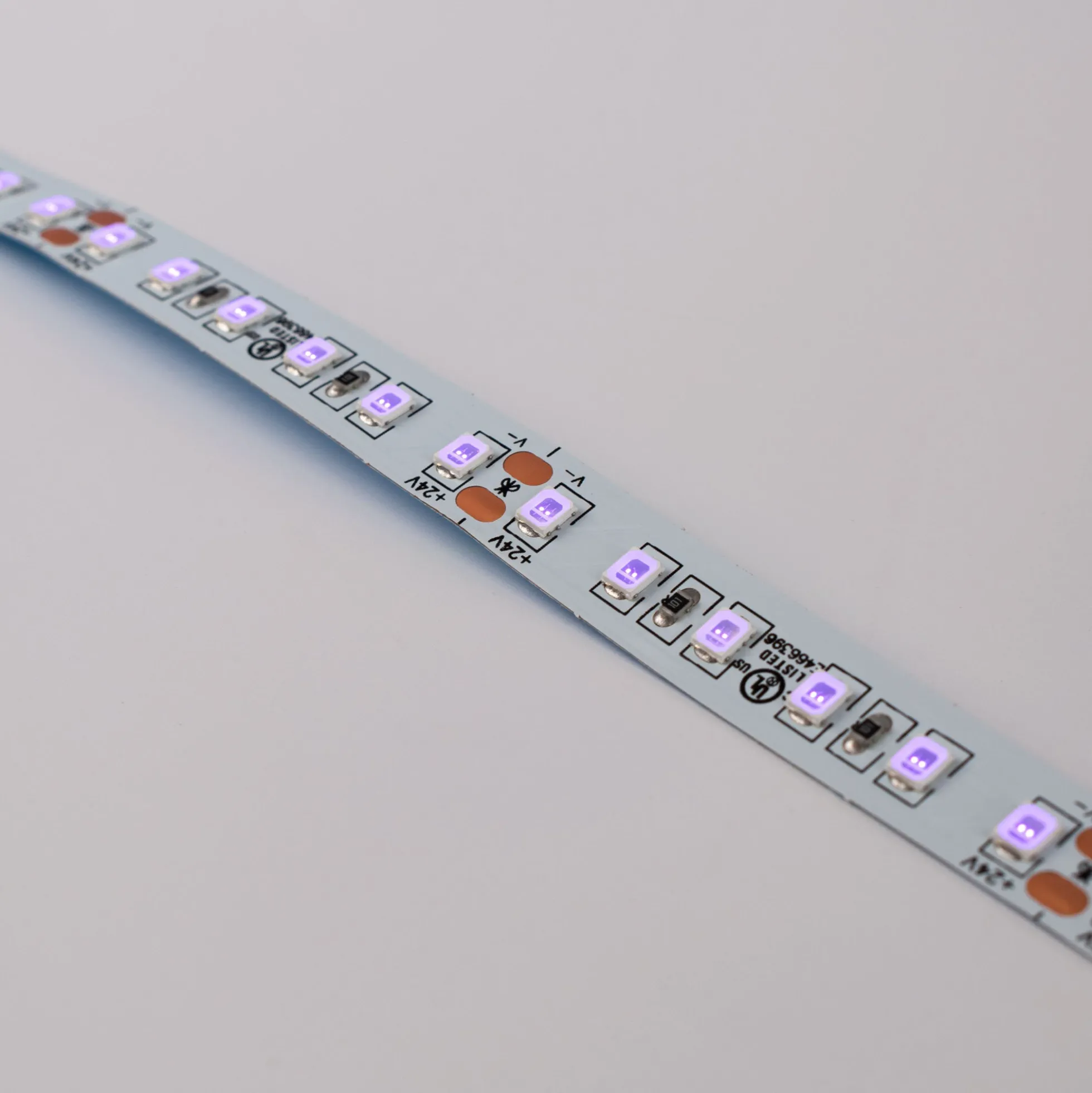 Tira LED 24V DC - 18W/m - Ultravioleta - 10mm - IP20 - 5 metros - SMD2835 120ch/m
